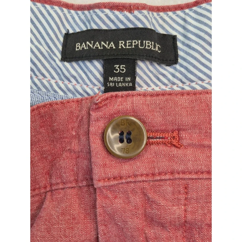 Banana Republic Mens 35 St Chambray Shorts Burnt Rust Red 100% Cotton 409825